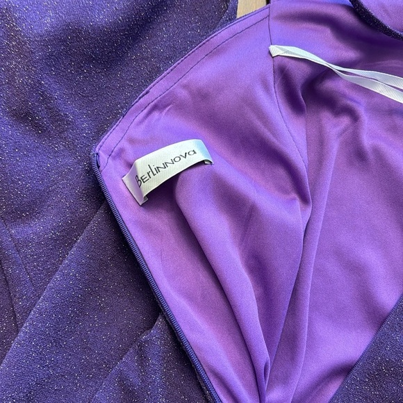 BerlinNova NWT Prom Purple Evening Metallic High Slit Mermaid Dress - Picture 6 of 12